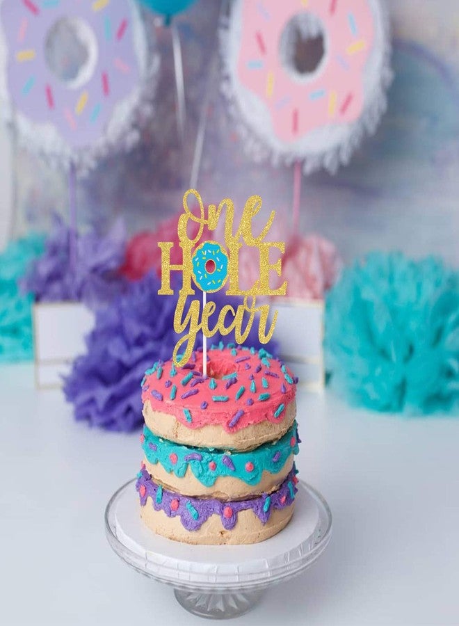 PANHUI One Hole Year Donut Cake Topper,Donut First Birthday/Dount Grow Up Cake Decor,Happy 1st Birthday Party Decorations,Donut Smash Photo Prop - Image 5